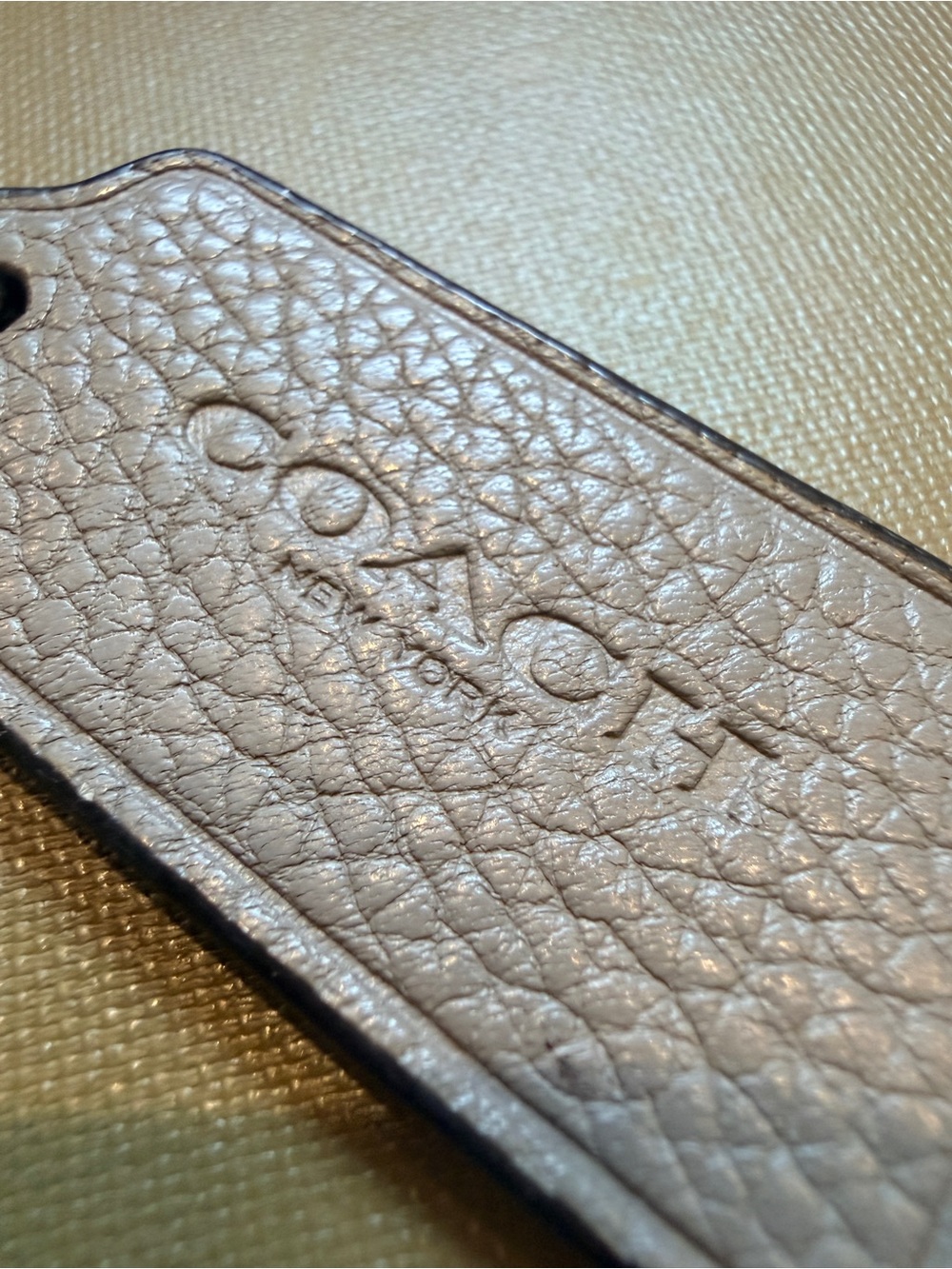 Coach Gray Leather Hangtag Keychain Bag Charm Replacement Tag Vintage